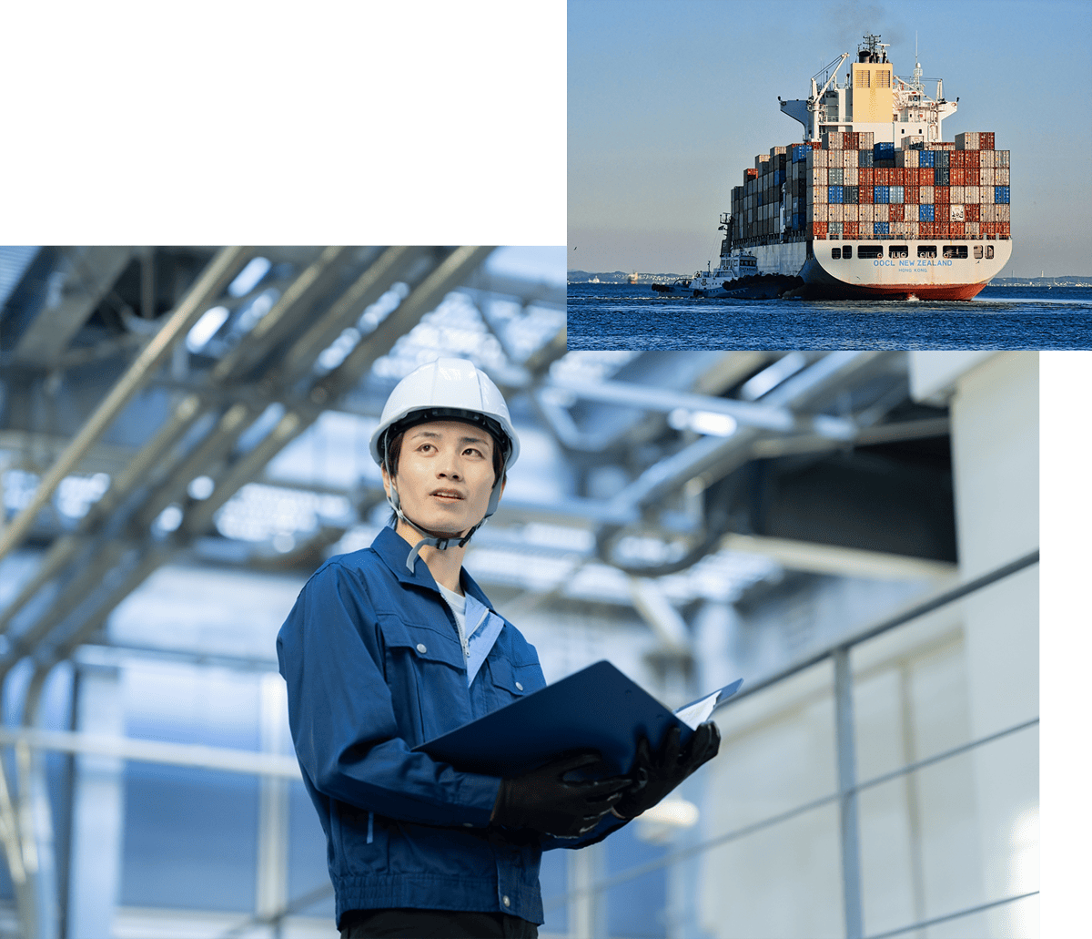 ファイルを持つ作業員と造船